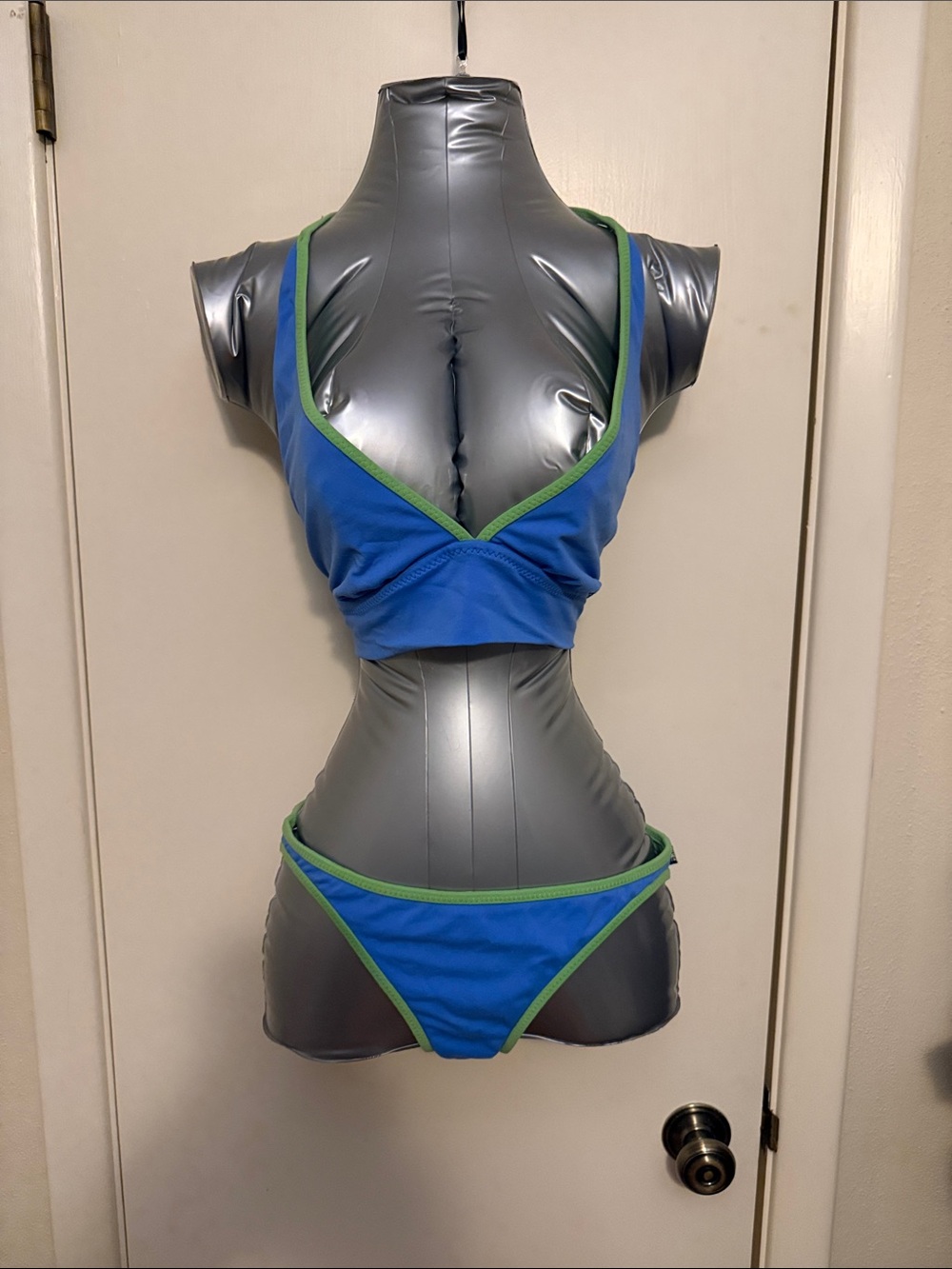 Point Blue and Green Bikini Set Women's Four Piece Swimwear Medium